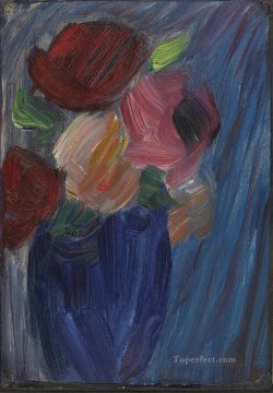 Alexey Petrovich Bogolyubov Painting - GRANDES BODEGONES DE ROSAS EN UN JARRÓN AZUL ULTRAMARINO Alexej von Jawlensky